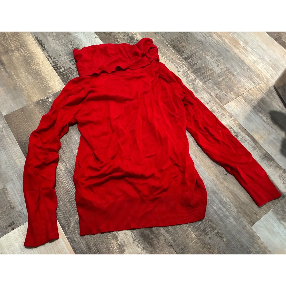 Liz Claiborne Red Cowl Neck Long Sleeve Pullover Sweater Womens XL
